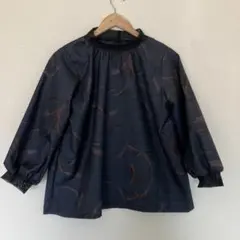 0342　ブラウス　泥染大島紬　新品反物から　M〜Lサイズ