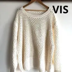 VIS 透かし編み 長袖ニット