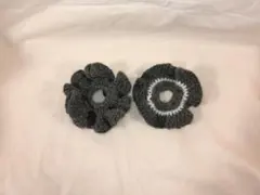 編み物　かぎ編み　シュシュ　ハンドメイド　2個セット　毛糸