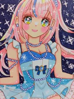 オリジナル手描きイラスト原画「ブルームーンストーン」