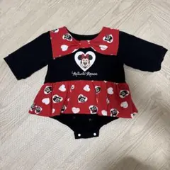 ミニーマウスロンパース 赤黒 70-80㎝　しまむら　リトシー
