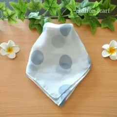 シフォンスカーフ 大水玉 ライトグレー スクエア 53×53cm レトロ 日本製