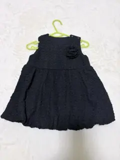 【美品】コムサフィユ 80 ワンピース 黒 お花 ジャガード フォーマル