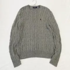 【ポロラルフローレン】ニット セーター ケーブル編み 刺繍ロゴ 綿100％ XS
