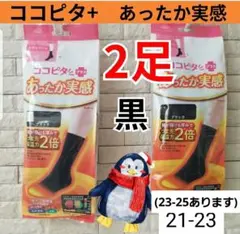 ココピタ あったか実感 ブラック ソックス 21-23 レギュラー丈 黒【2足】