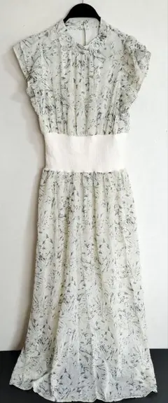 INGNI 花柄 切替 ロングワンピース オフホワイト M タグ付き