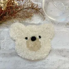 くまさんコースター　白　ハンドメイド パンチニードル タフティング 小物置き