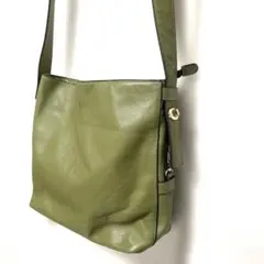 『美品』ショルダー　2way グリーン　革　シボ革