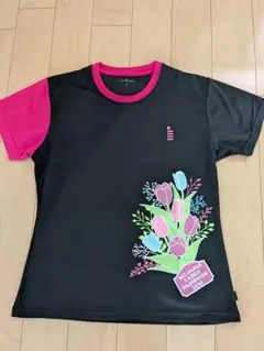 GOSEN　TOYAMA 花柄 半袖Tシャツ 黒/ピンク　レディースＬサイズのサムネイル
