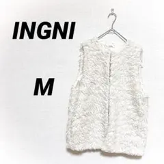 イング フェイクファーベスト ジレ アイボリー M エコファー ノースリーブ