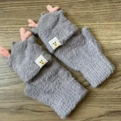 手袋 レディース ミトン 指出し手袋 あったか2way 手袋 グレー