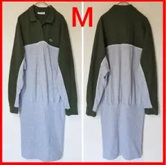 【極美品】ラコステ ボトムリブ切り替えポロドレス ワンピース長袖 36（M)