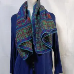 幾何学模様 ストール 青 緑 赤 正方形