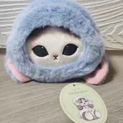 mofusand ロップイヤー うさにゃん顔型ダイカットポーチ ブルー