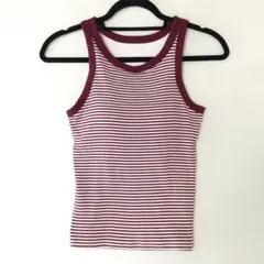 UNIQLO リブブラトップ ボーダー柄 カップ付のサムネイル