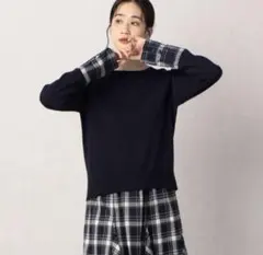 【週末限定】Comme ca Mature タータンカフス付きニット