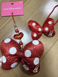 ^*^様 ディズニー　ミニーリボンキーホルダー&ヘアゴム