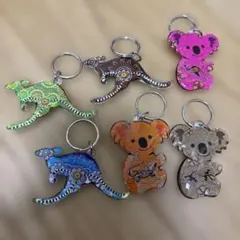 オーストリア　キーホルダー　6個セット　コアラ　カンガルー　バティック柄