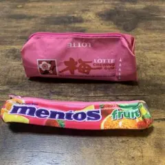 LOTTE 梅ガム Mentos ペンケース 2点セット　値下げ