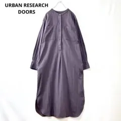 アーバンリサーチドアーズ バンドカラー 長袖 千鳥柄 シャツワンピース S135