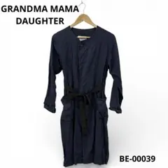 GRANDMA MAMA DAUGHTER リネン ノーカラー コート　ネイビーのサムネイル
