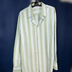 ZARA 緑と白のストライプシャツ M