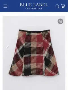 ブルーレーベルクレストブリッジ チェック ツイード フレア スカート
