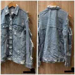 ZARA ザラ ダメージ肩出しデニムジャケット 古着屋購入