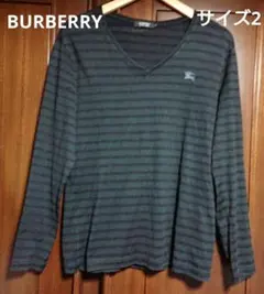 【値下げ不可・レア】BURBERRY Vネック ロンT【サイズ2・ブラック】
