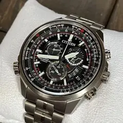 【ジャンク品】シチズン エコ・ドライブ 電波時計 クロノグラフ チタン