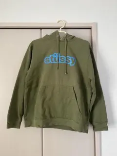Stüssy パーカー ブラック ネオングリーンロゴ Lサイズ 90s 希少 