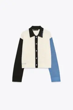ZARA コントラストニットカーディガン Mサイズ