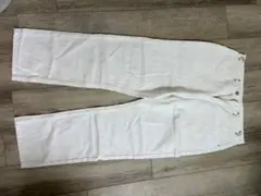 ホワイト ストレートレッグ デニムパンツ L
