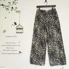coca /レオパード ワイドデニムパンツ ジーンズ ヒョウ柄 Lのサムネイル