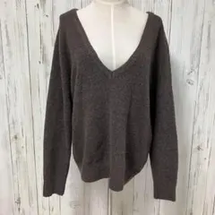 オペークドットクリップ ＊ キャメル混 肘パッチ Vネック セーター ゆったり