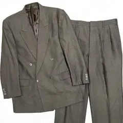 美品A6(M〜L)✨ダブルスーツセットアップ　カーキブラウン　古着　ヴィンテージ