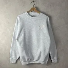 90s USA製 スウェット Mサイズ グレー ピンク刺繍 英字 vintage