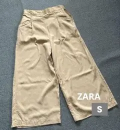 ZARA クリームイエロー　ワイドパンツ