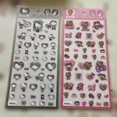 日焼けキティ＆モノクロヒョウ柄キティ　ぴたぷくステッカー♡