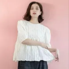 OPAQUE.CLIP　オペークドットクリップ ふくれジャカードペプラムブラウスのサムネイル