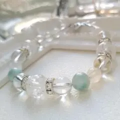 癒しと浄化の天然石 ラリマー＆クリスタルのブレスレット・ハンドメイド