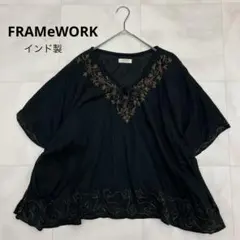 FRAMeWORK ゴールド刺繍 ボヘミアン チュニック ブラウス インド製のサムネイル