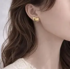 形状記憶ワイヤー　イヤリング　ピアス風　ハート　ゴールド