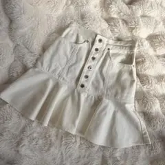 美品　sheller シェリエ　デニムミニスカート white