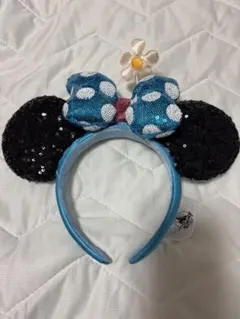 ミニーカチューシャ 青 黒 ドット　ディズニー