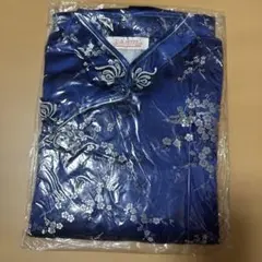 チャイナドレス ブルー 花柄 Lサイズのサムネイル