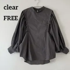 clear♡バンドカラー　長袖ブラウス　ボリュームスリーブ【FREE】cd473のサムネイル