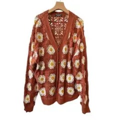 B774 ロデオクラウンズ　クロシェフラワーニットカーディガン　M 美品
