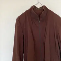 【日本製】昭和レトロ スタンドカラー ジップジャケット アセテート混 とろみ 茶のサムネイル
