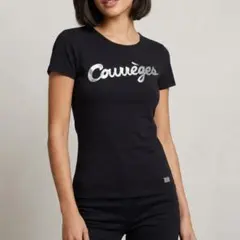 【美品】Courreges クレージュ ロゴ Tシャツ ブラック　日本製のサムネイル